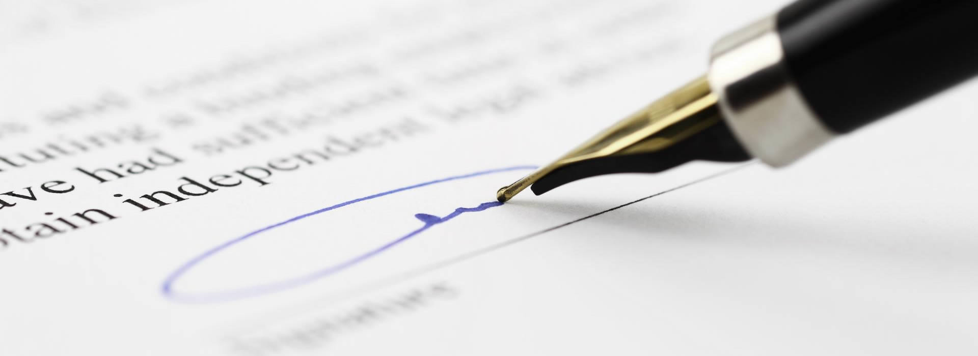 Pen signing a contract